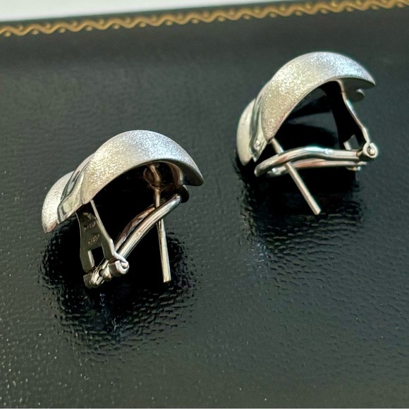 SOLID 14K WHITE GOLD WINGS EARRINGS W/ OMEGA BACKS - MADE IN ITALY - Picture 5 of 10